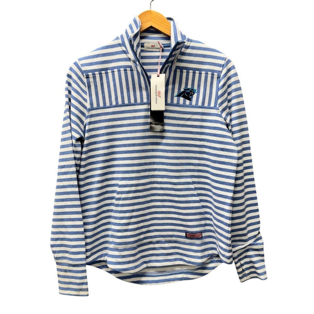 Carolina Panthers Vineyard Vines Pullover Womens XS Shep Shirt Striped Blue NEW